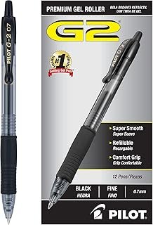PILOT G2 Premium Gel Roller Pens, Fine Point, Black, Pack of 12