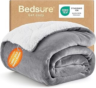 Bedsure Sherpa Fleece Throw Blanket, Soft Reversible Plush Blanket