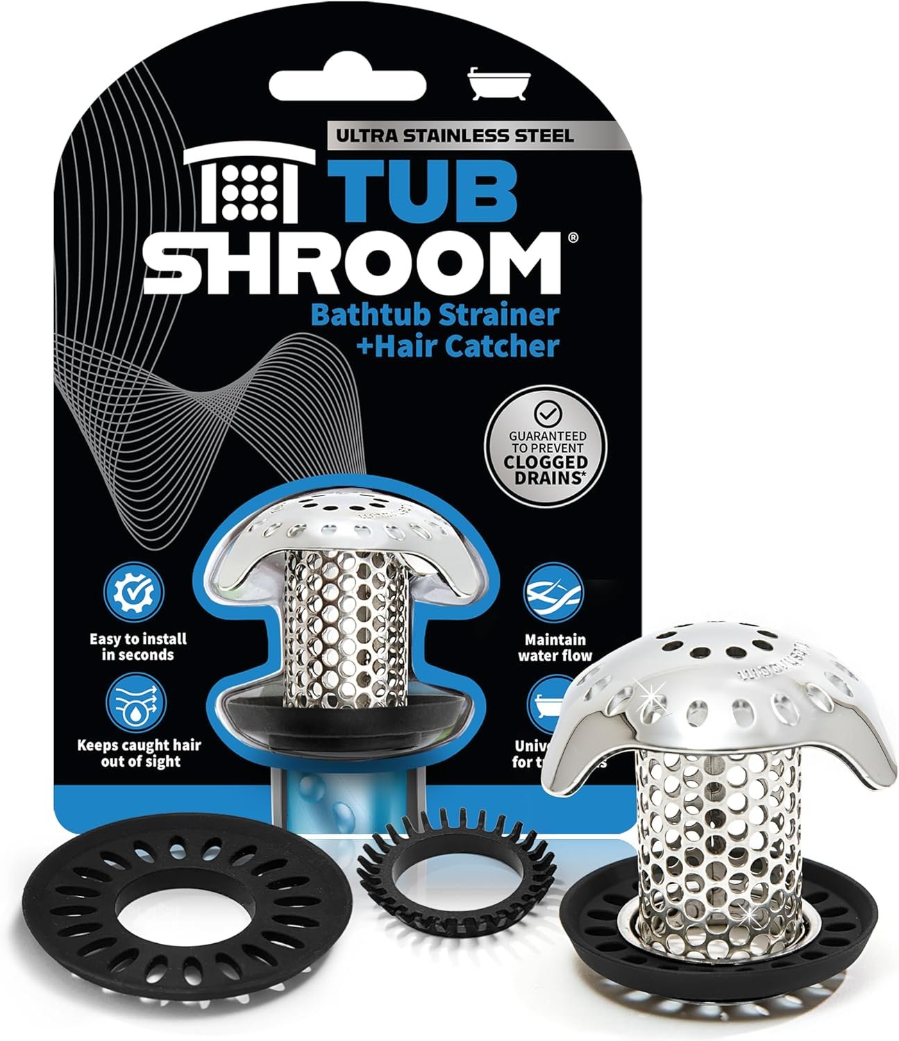 TubShroom The Revolutionary Tub Drain Protector Hair Catcher/Strainer/Snare